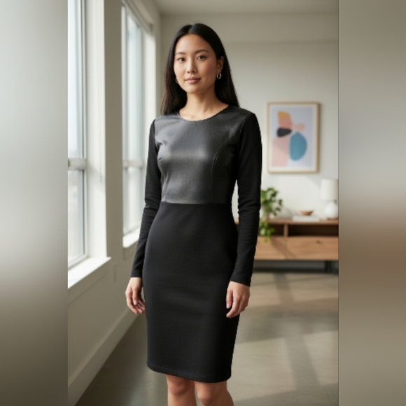 BCBGMaxAzria Dresses & Skirts - NWT~BCBGMAXAZRIA Faux Leather Top Dress